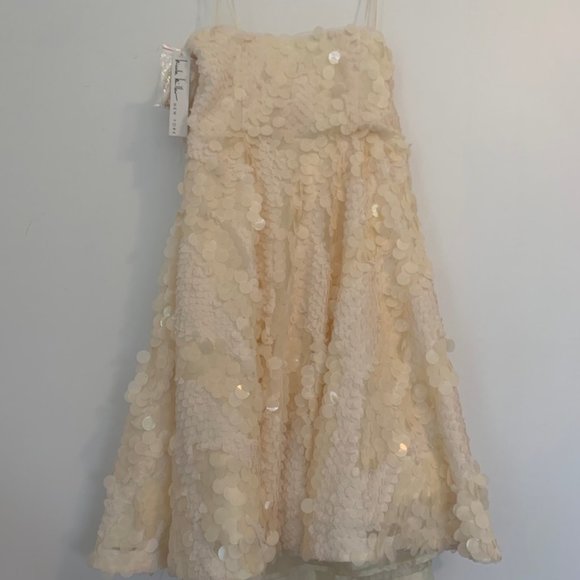 NWT Nicole Miller NYC Cream Cocktail Sequin Dress - Picture 9 of 11